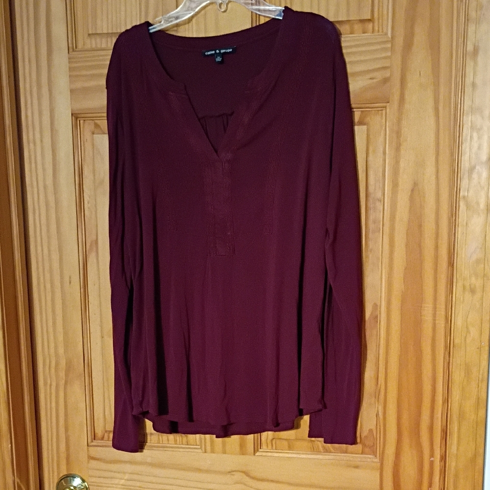 Cable & Gauge Red Long Sleeve Blouse